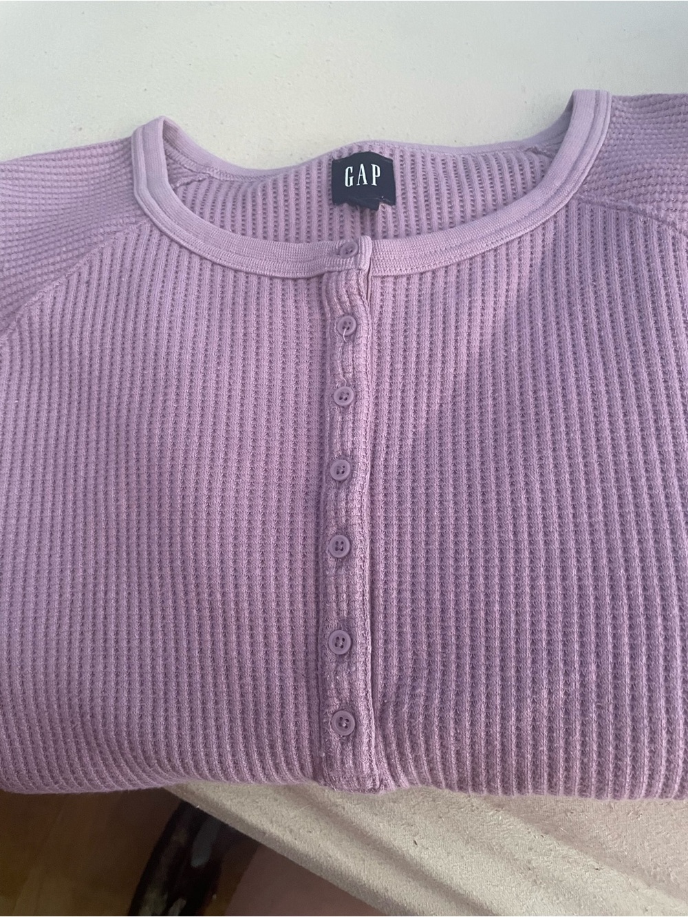 GAP Women's Lavender Ribbed Button-Front Sweater